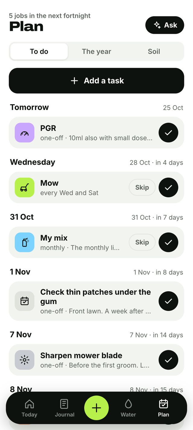 Plan screen